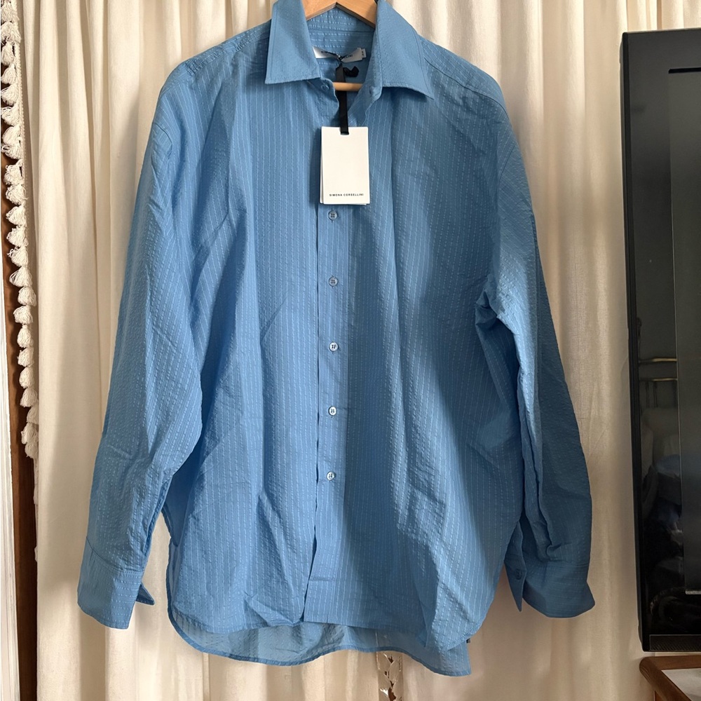 Texture, blue button down long sleeve